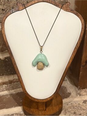Mint Green Mushroom Pendant Necklace